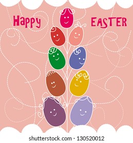 Easter colored eggs on spring background