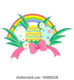 Easter. Colored eggs and rainbow. Spring holiday