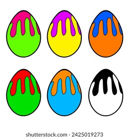 Easter colored eggs. Set of Easter eggs. blot,  stain print
