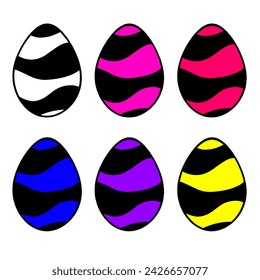 Easter colored eggs. Set of Easter eggs. Wavy print