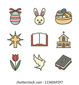 Easter colored outline icon