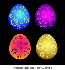 Easter colored painted festive eggs with a beautiful pattern 2