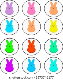 Easter Colorful Bunny Gel Overlays, Spring Stickers