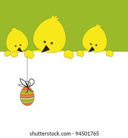 Easter colorful card with chicken and egg