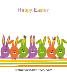 Easter colorful card with rabbits