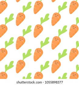 Easter colorful cute carrot pattern with faces