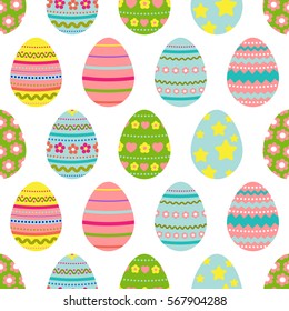 Easter colorful eggs background. Seamless pattern. Vector illustration