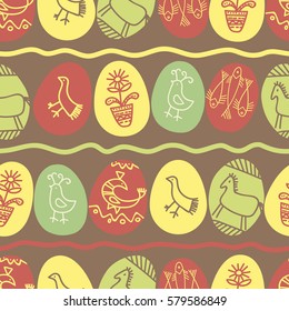 Easter colorful eggs background. Seamless pattern. Vector illustration