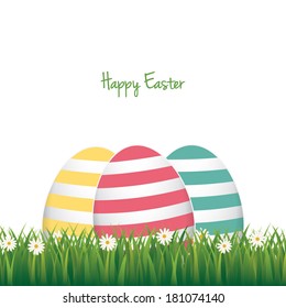 easter colorful eggs daisy meadow isolated background