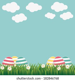 easter colorful eggs daisy meadow