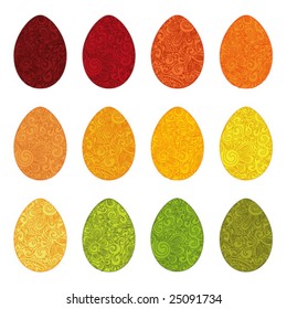 Easter colorful eggs with floral contours