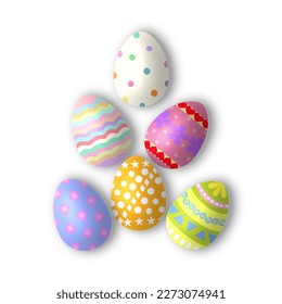 Huevos coloridos de Pascua sobre fondo blanco - ilustración vectorial.
