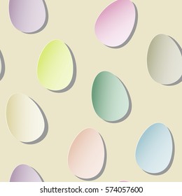 Easter colorful eggs seamless pattern - cut paper art style