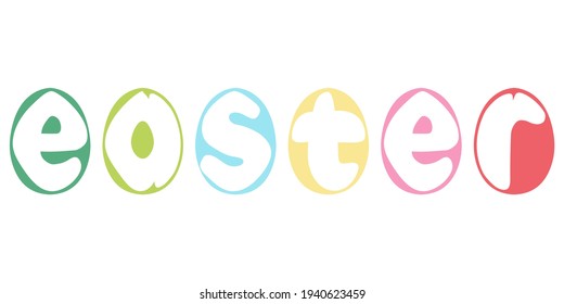 Huevos coloridos de Pascua con texto, símbolo vectorial de huevos coloridos de la nueva vida feliz Pascua