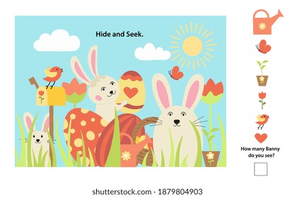 Easter colorful pages printable and worksheet. Easter activities for kids, easter party, easter games. Flat cartoon vector illustration