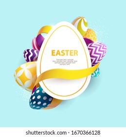 Easter colorful poster with place for text.