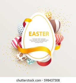 Easter colorful poster with place for text.