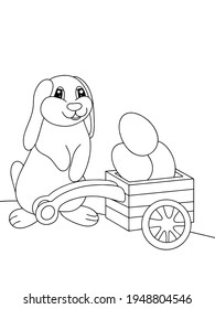 Easter coloring book. Easter bunny and egg. Outline vector illustration.