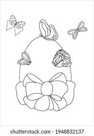 Las mariposas del libro de colorear la Semana Santa y el huevo de Pascua. Ilustración del vector de contorno.