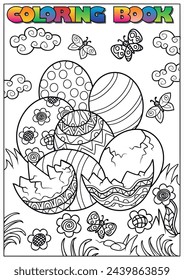 Easter coloring book for children - eggs.