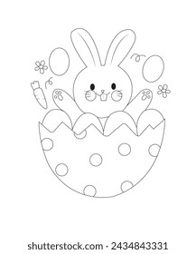 easter coloring book for kids black and white coloring book page
