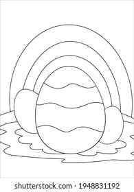 Libro de colorido de Pascua. Arcoiris y huevo de Pascua. Ilustración del vector de contorno.