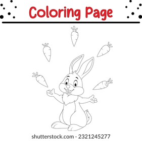  Easter coloring page. Easter Bunny with Easter egg. Black and white vector illustration for coloring book, line art.