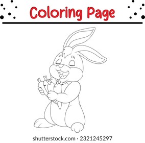  Easter coloring page. Easter Bunny with Easter egg. Black and white vector illustration for coloring book, line art.