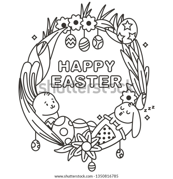 easter coloring page cute bunny egg stock vector royalty