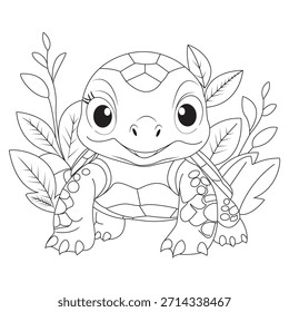 Dibujo para colorear de Pascua con un conejo lindo con huevos decorativos en línea blanca y negra limpia, perfecto para niños y adultos, esta página para colorear imprimible es ideal para actividades de Pascua, colorear 
