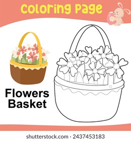 Easter Coloring Page for Kids. Coloring worksheet page. Educational printable coloring worksheet. Vector illustration.