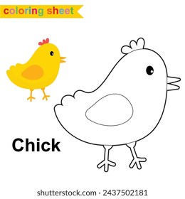 Página para colorear de Pascua para niños. Colorear página de hoja de cálculo. Hoja de trabajo para colorear imprimible educativo. Ilustración vectorial.