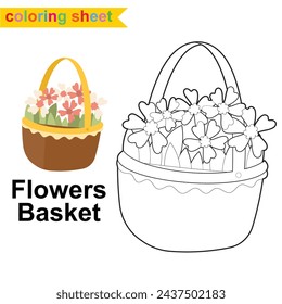 Easter Coloring Page for Kids. Coloring worksheet page. Educational printable coloring worksheet. Vector illustration.