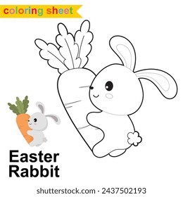 Página para colorear de Pascua para niños. Colorear página de hoja de cálculo. Hoja de trabajo para colorear imprimible educativo. Ilustración vectorial.