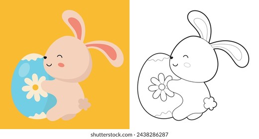 Easter Coloring Page for Kids. Coloring worksheet page. Educational printable coloring worksheet. Vector illustration.