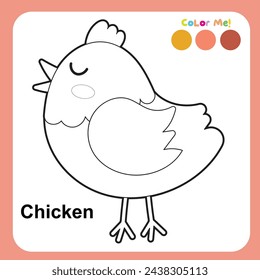 Easter Coloring Page for Kids. Coloring worksheet page. Educational printable coloring worksheet. Vector illustration.