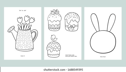 Easter Coloring Pages Printable And Worksheet. Easter Activities For Kids, Easter Party, Easter Games.