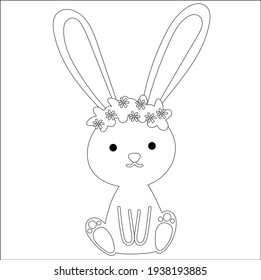 Easter Coloring Pages Printable and worksheet. Easter Bunny, Easter Activities for Kids, Easter Rabbit, Easter-2021. vector illustration for gift card, flyer, certificate or banner,icon, logo, sticker