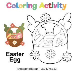 Easter coloring worksheet page. Educational printable coloring worksheet. Printable activity page for children 