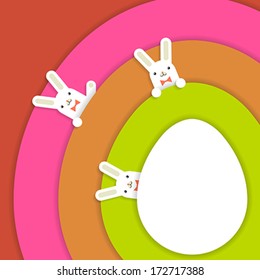 Easter colourful background with cute bunnys. Vector illustration.