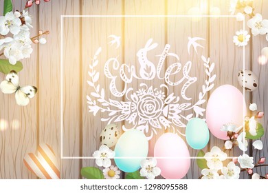 Easter composition with booming branches