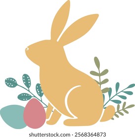 Easter composition with bunny and eggs