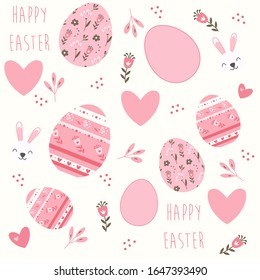 Easter, composition decorated eggs painted in vector graphics