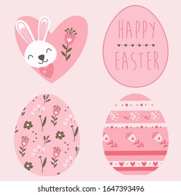 Easter, composition decorated eggs painted in vector graphics
