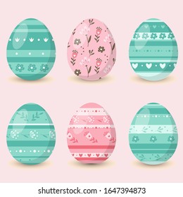 Easter, composition decorated eggs painted in vector graphics