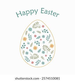 Easter  composition with flowers inside an egg.