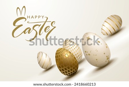 Similar – Image, Stock Photo Easter eggs with delicate gypsophila in a wooden basket