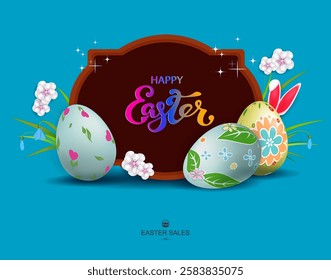 Easter composition with oval frame, design element