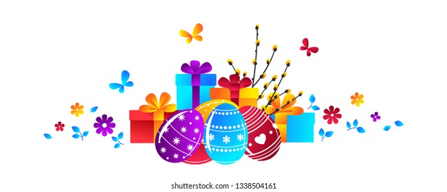 Easter. Composition for your design - banners, posters, placards, brochures, flyers etc. Eps10 vector template.