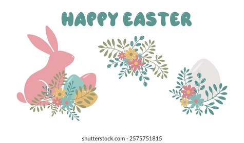 Easter compositions with Rabbit and eggs 3